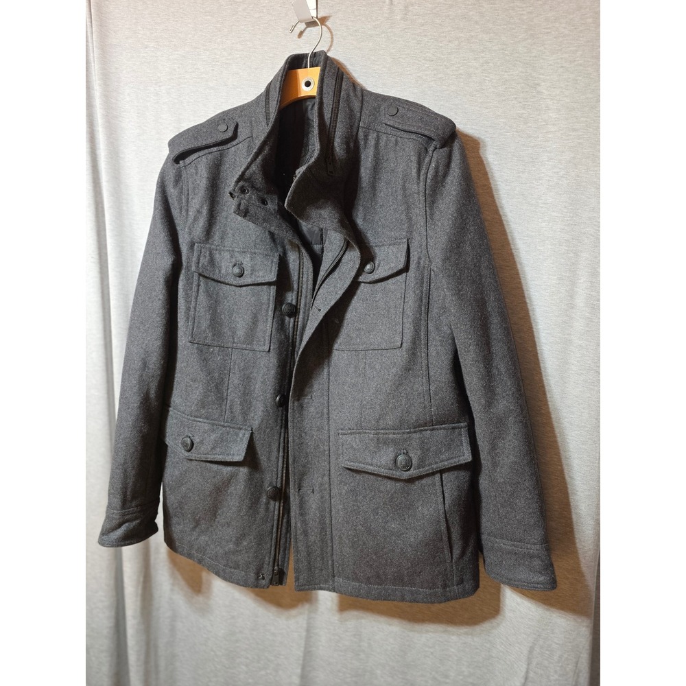 Black Rivet Mens Wool Blend Field Jacket Gray Military M65 Style Coat Large